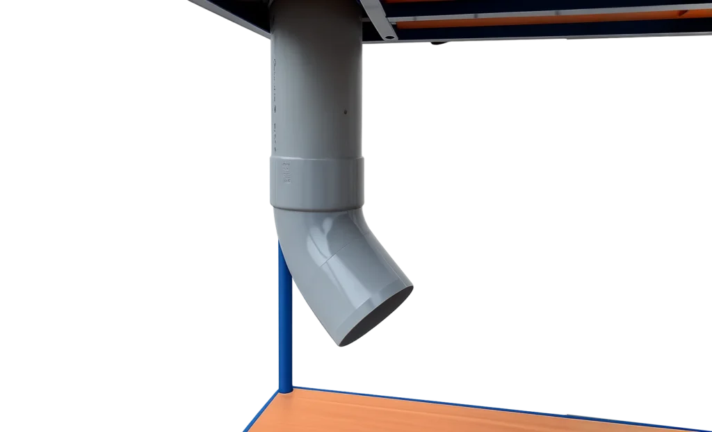 Stortkoker met bocht op een hoog model keurwagen